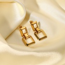 vintage hollow chain square 18K gold stainless steel earringspicture6