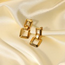 vintage hollow chain square 18K gold stainless steel earringspicture8