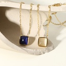 simple stainless steel opal square pendant gold necklace wholesalepicture7