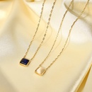 simple stainless steel opal square pendant gold necklace wholesalepicture8