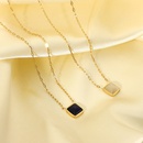 simple stainless steel opal square pendant gold necklace wholesalepicture9