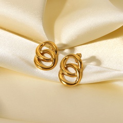 simple 18K gold-plated stainless steel circle hollow chain short earrings wholesale