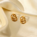simple 18K goldplated stainless steel circle hollow chain short earrings wholesalepicture7