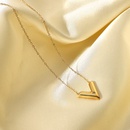 18K goldplated stainless steel Vshaped inlaid zirconium pendant necklacepicture9