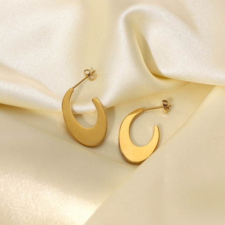 simple geometric C-shaped 14K gold-plated stainless steel earrings NHJIE650018's discount tags