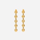 simple 18K gold coffee beans shaped long chain stainless steel earringspicture10