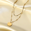 vintage black rice bead chain disc pendant ball chain double layer stainless steel necklacepicture9