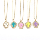 simple goldplated microinlaid zircon cross smiley face expression drip oil necklacepicture8