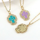 simple goldplated microinlaid zircon cross smiley face expression drip oil necklacepicture9