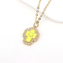 simple goldplated microinlaid zircon cross smiley face expression drip oil necklacepicture10