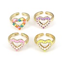 fashion jewelry new hollow dripping oil cute heart opening adjustable ringpicture9