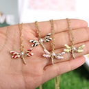 Cute dragonfly flying animal pendant color drop oil insect copper necklacepicture7