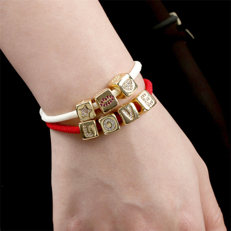 diamond simple color preservation Milan color rope letter woven copper bracelet