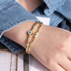 copper gold-plated bead bracelet accessories devil's eye hand-drop oil elastic bracelet wholesale