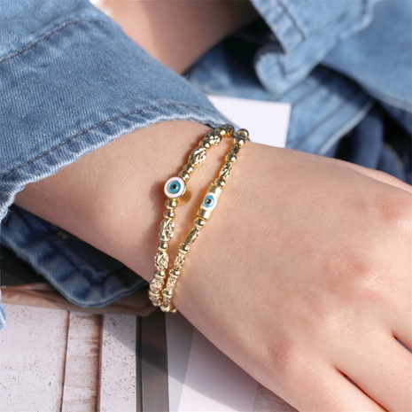 copper gold-plated bead bracelet accessories devil's eye hand-drop oil elastic bracelet wholesale's discount tags