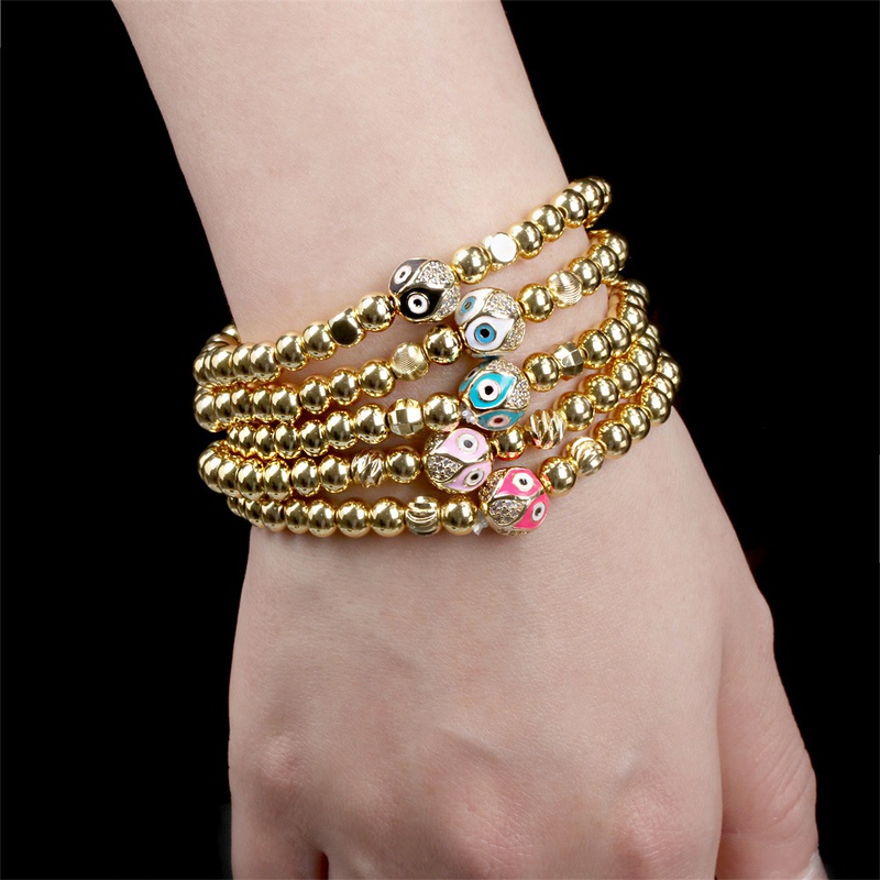 jewelry color dripping oil devils diamond simple copper goldplated bead bracelet