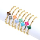 new semiprecious stone fourleaf clover bracelet simple copper goldplated bead braceletpicture8
