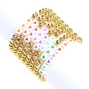 new color drip oil heart shaped womens copperplated metal elastic beaded braceletpicture9