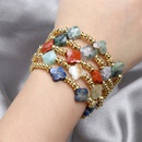 Natural semiprecious stone fourleaf clover bracelet simple copper goldplated beadspicture8