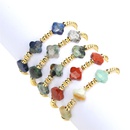 Natural semiprecious stone fourleaf clover bracelet simple copper goldplated beadspicture7