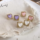 Retro girl transparent cute color sequins heart shaped square sweet alloy earringspicture8