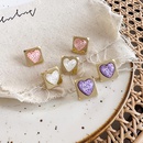 Retro girl transparent cute color sequins heart shaped square sweet alloy earringspicture9