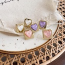 Retro girl transparent cute color sequins heart shaped square sweet alloy earringspicture10
