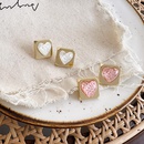 Retro girl transparent cute color sequins heart shaped square sweet alloy earringspicture7