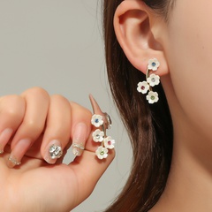 color retention gold diamond crystal diamond flower women's alloy stud jewelry wholesale
