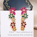 pendant retro exaggerated colorful diamond geometric color flower symmetrical alloy earringspicture8