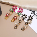 pendant retro exaggerated colorful diamond geometric color flower symmetrical alloy earringspicture10