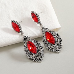 fashion contrast color inlaid diamond red crystal drop earrings wholesale