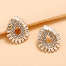 Fashion geometric full diamond drop simple exaggerated alloy earrings studpicture8