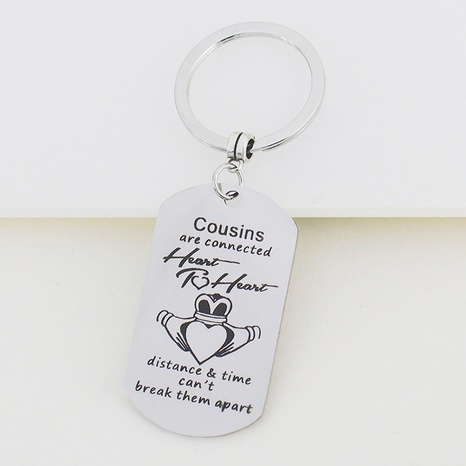 New Stainless Steel Family English Lettering Tag Necklace Keychain's discount tags
