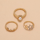 fashion new alloy diamond hollow fivepointed star heart pearl ring 3piece setpicture8