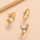 fashion simple star moon set ring retro alloy diamond 3piece ringpicture7