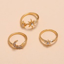 fashion simple star moon set ring retro alloy diamond 3piece ringpicture8