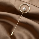 fashion simple double ring copper inlaid pearl broochpicture9