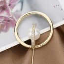 fashion simple double ring copper inlaid pearl broochpicture11