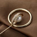 fashion simple double ring copper inlaid pearl broochpicture12