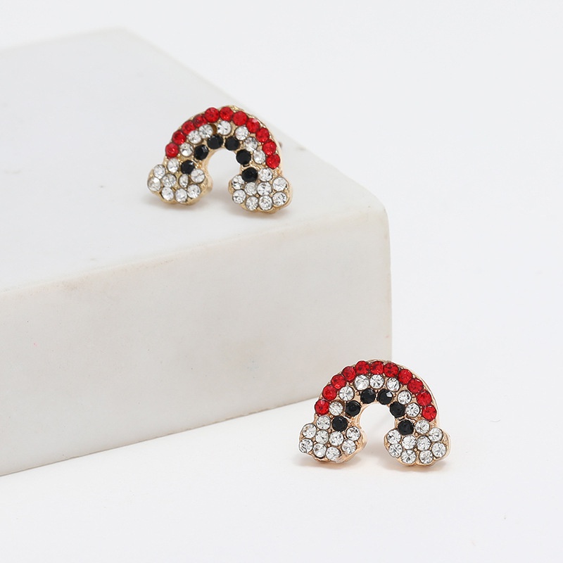 Summer new fashion simple exquisite diamondstudded rainbow alloy earrings stud