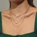 new fashion trend set threelayer alloy pearl necklace wholesalepicture5