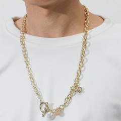 fashion OT chain pearl hollow chain trend alloy clavicle chain wholesale