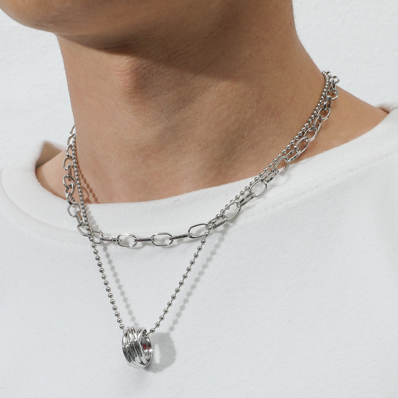fashion mix hollow chain  doublelayer simple trend alloy necklace wholesale