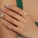 Korean jewelry small flower diamond adjustable opening alloy ringpicture7