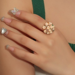 Korean jewelry small flower diamond adjustable opening alloy ring