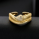 retro bohemian style winding snake ring opening copper zircon jewelrypicture2