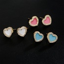candy color oil drop copper plated 18K gold heart shaped zircon earrings femalepicture7