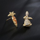 sweet cute rabbit carrot shape copper plated 18K gold zircon earrings studpicture7