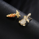 sweet cute rabbit carrot shape copper plated 18K gold zircon earrings studpicture6